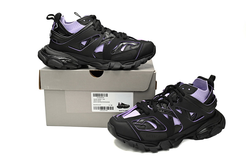 【DA0LJ】黑紫-105 纯原版本巴黎世家三代 袜套鞋 736328 W3SKC 1058 Balenciaga Tess S.Black Rice Black Purple