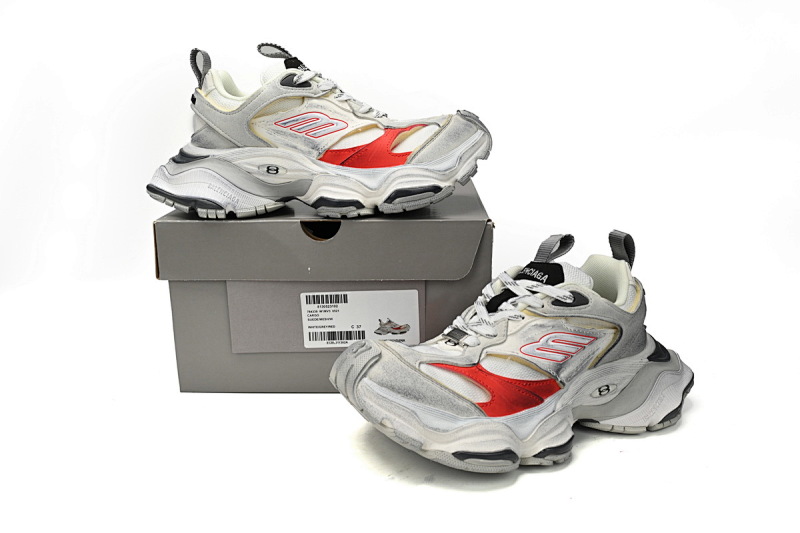 【DA5LJ】白红-2 纯原版巴黎世家11代 网布 圆头系带低帮 784339-W1MV3-0521 Balenciaga CARGO White Red