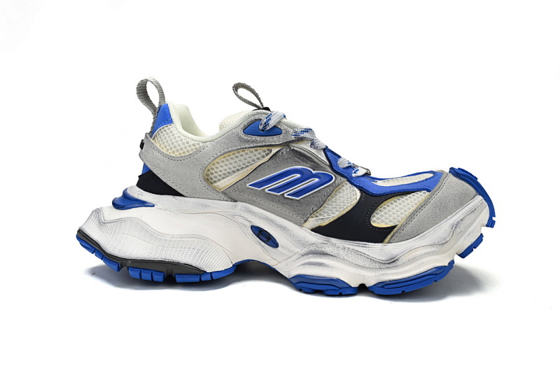 【DA5LJ】黑白蓝-3 纯原版巴黎世家11代 网布 圆头系带低帮 784339-W2MV6-0328 Balenciaga CARGO Black, White, And Blue