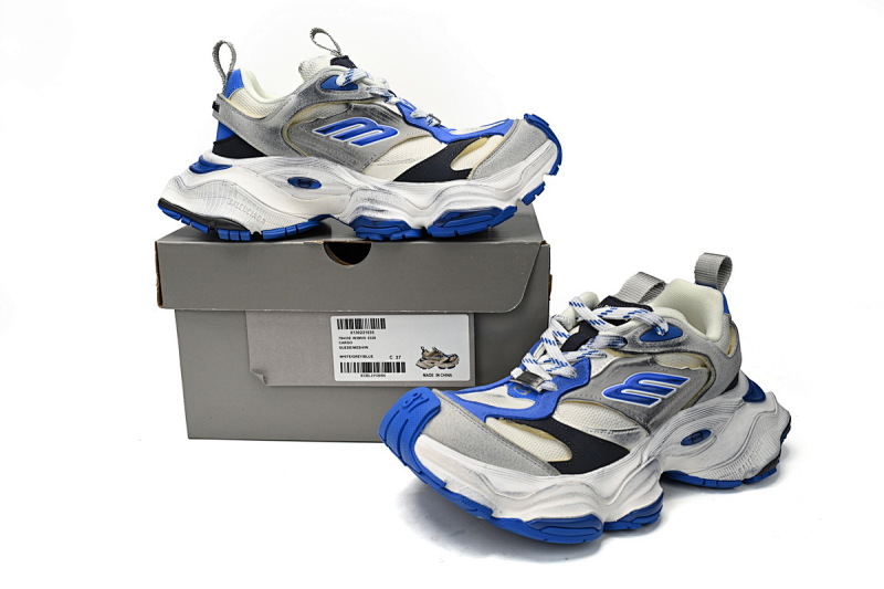 【DA5LJ】黑白蓝-3 纯原版巴黎世家11代 网布 圆头系带低帮 784339-W2MV6-0328 Balenciaga CARGO Black, White, And Blue