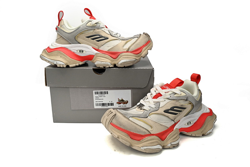 【DA5LJ】米白红-7 纯原版巴黎世家11代 网布 圆头系带低帮 784339-W2MV5-0325 Balenciaga CARGO Beige Red