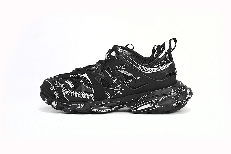 【DA0LJ】黑白画-103 巴黎3代时尚复古低帮跑鞋 542023 W3SR2 2315 Balenciaga Tess S.Black Black-And-White Painting
