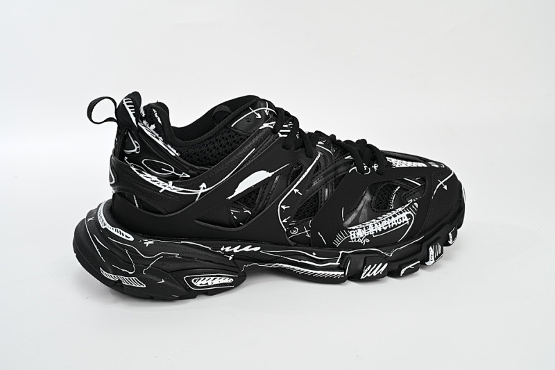 【DA0LJ】黑白画-103 巴黎3代时尚复古低帮跑鞋 542023 W3SR2 2315 Balenciaga Tess S.Black Black-And-White Painting