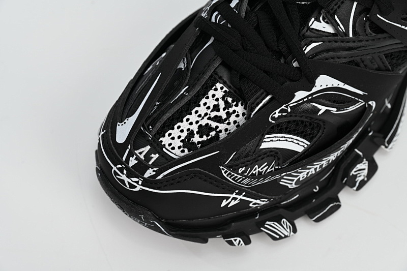 【DA0LJ】黑白画-103 巴黎3代时尚复古低帮跑鞋 542023 W3SR2 2315 Balenciaga Tess S.Black Black-And-White Painting
