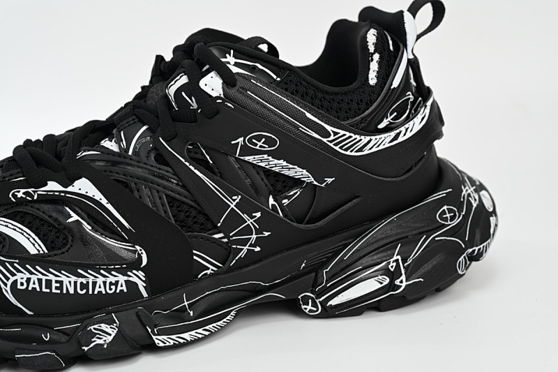 【DA0LJ】黑白画-103 巴黎3代时尚复古低帮跑鞋 542023 W3SR2 2315 Balenciaga Tess S.Black Black-And-White Painting