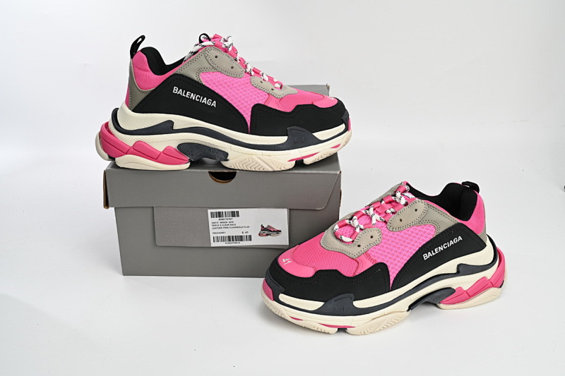 【CA0LJ】梅红 巴黎世家8层组合TPU复古鞋 541624 W09E1 1708 Balenciaga Triple S Pink