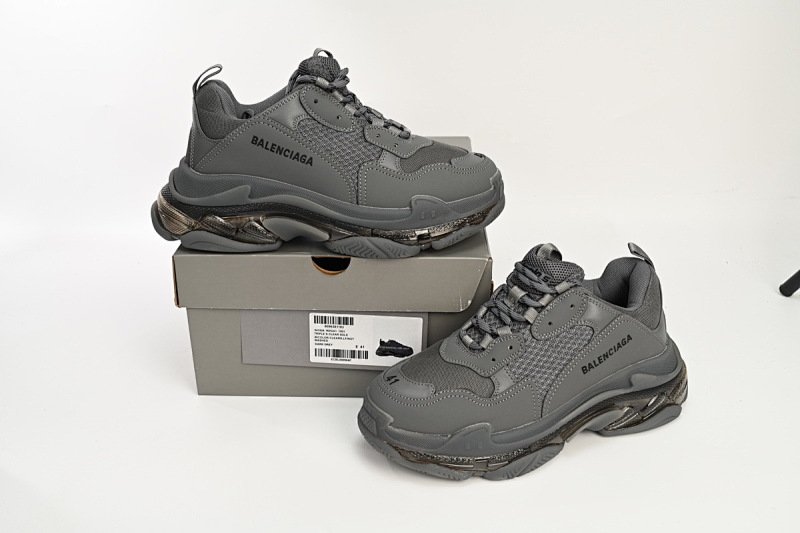 【DA0LJ】深灰气垫 巴黎世家水晶透明底气垫鞋 541624 W2GA1 1801 Balenciaga Triple S Dark Grey