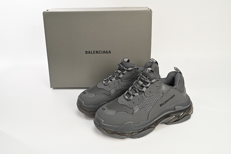 【DA0LJ】深灰气垫 巴黎世家水晶透明底气垫鞋 541624 W2GA1 1801 Balenciaga Triple S Dark Grey