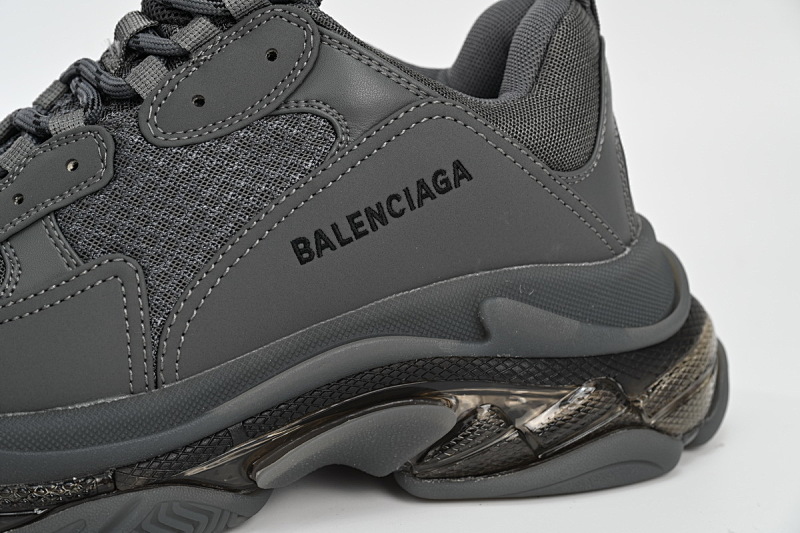 【DA0LJ】深灰气垫 巴黎世家水晶透明底气垫鞋 541624 W2GA1 1801 Balenciaga Triple S Dark Grey