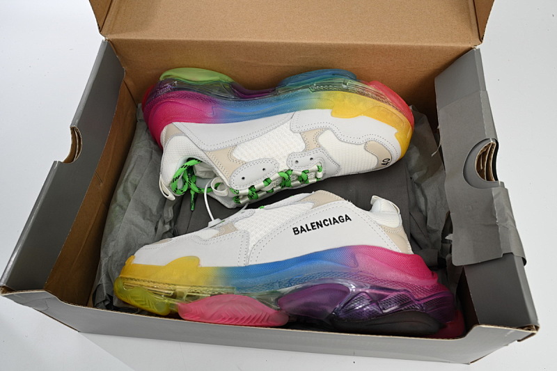 【DA0LJ】七彩气垫 巴黎世家水晶透明底气垫鞋 544351 W09E1 1895 Balenciaga Triple S Rainbow