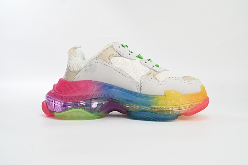 【DA0LJ】七彩气垫 巴黎世家水晶透明底气垫鞋 544351 W09E1 1895 Balenciaga Triple S Rainbow