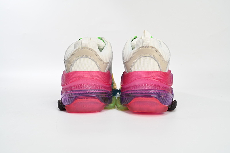 【DA0LJ】七彩气垫 巴黎世家水晶透明底气垫鞋 544351 W09E1 1895 Balenciaga Triple S Rainbow