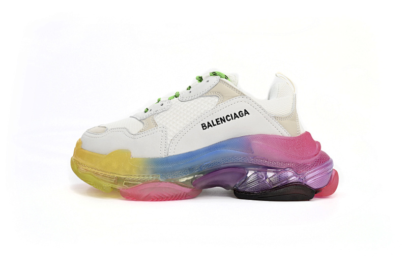 【DA0LJ】七彩气垫 巴黎世家水晶透明底气垫鞋 544351 W09E1 1895 Balenciaga Triple S Rainbow