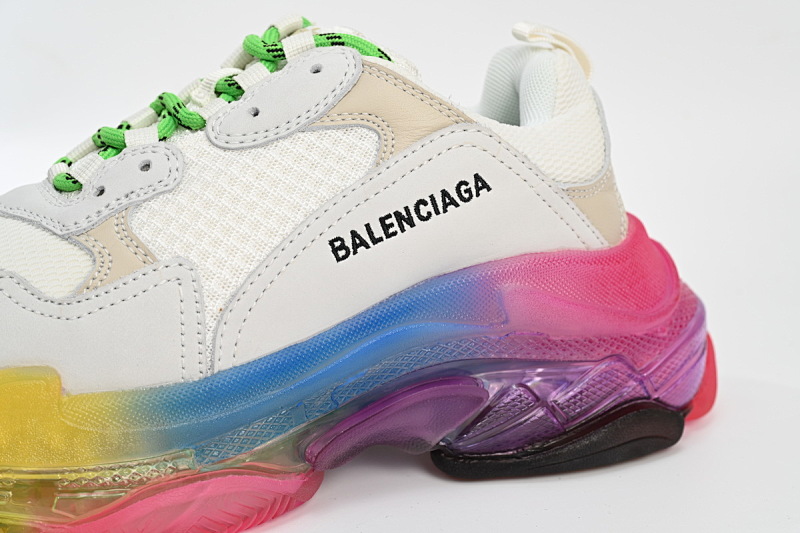 【DA0LJ】七彩气垫 巴黎世家水晶透明底气垫鞋 544351 W09E1 1895 Balenciaga Triple S Rainbow