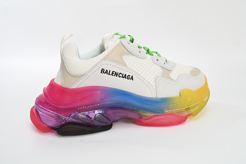 【DA0LJ】七彩气垫 巴黎世家水晶透明底气垫鞋 544351 W09E1 1895 Balenciaga Triple S Rainbow