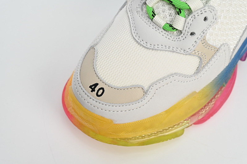 【DA0LJ】七彩气垫 巴黎世家水晶透明底气垫鞋 544351 W09E1 1895 Balenciaga Triple S Rainbow