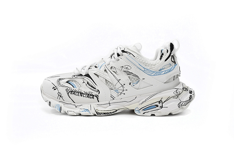 【DA0LJ】涂鸦艺术-100  巴黎3代时尚复古低帮跑鞋 542436 W3SRA 9014 Balenciaga Tess S.Black Graffiti Art