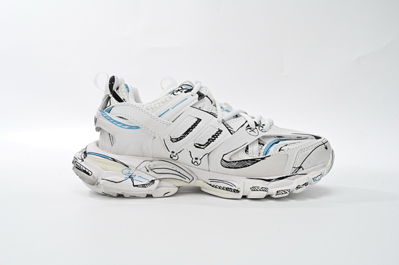 【DA0LJ】涂鸦艺术-100  巴黎3代时尚复古低帮跑鞋 542436 W3SRA 9014 Balenciaga Tess S.Black Graffiti Art