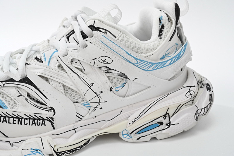 【DA0LJ】涂鸦艺术-100  巴黎3代时尚复古低帮跑鞋 542436 W3SRA 9014 Balenciaga Tess S.Black Graffiti Art