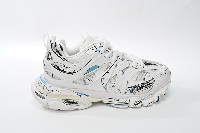 【DA0LJ】涂鸦艺术-100  巴黎3代时尚复古低帮跑鞋 542436 W3SRA 9014 Balenciaga Tess S.Black Graffiti Art