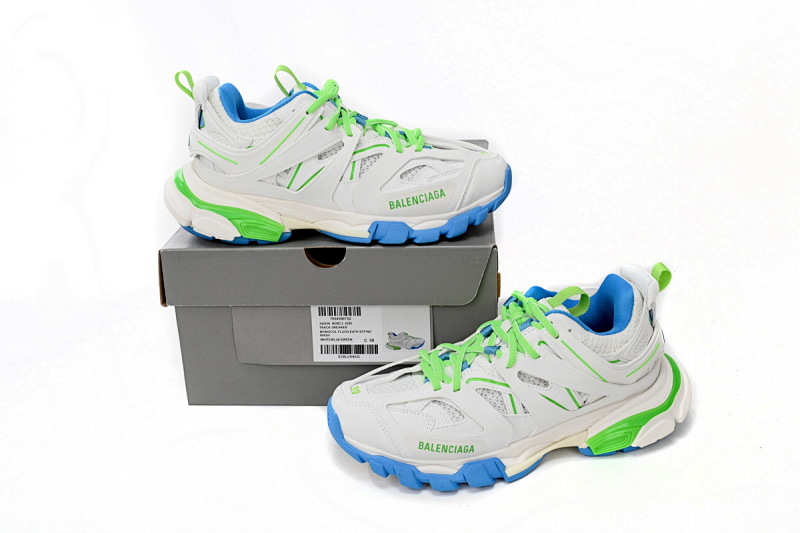 【DA0LJ】绿白蓝-67 巴黎3代时尚复古低帮跑鞋 542436 W2BC3 0285 Balenciaga Tess S.Green, White, and Blue