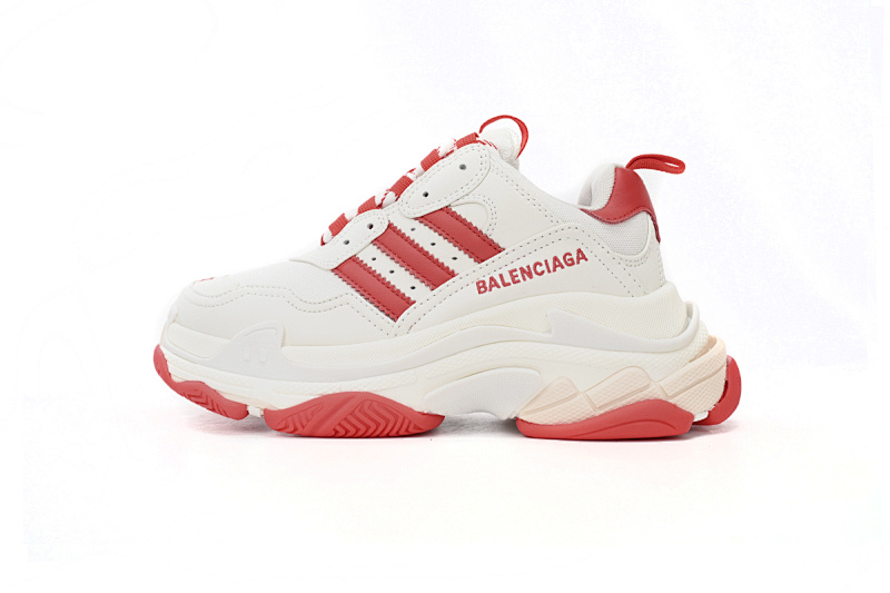 【CA0LJ】AD白红杠-5 巴黎1代复古老爹鞋  adidas x Balenciaga Triple S White Red Bar