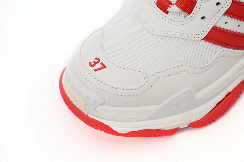 【CA0LJ】AD白红杠-5 巴黎1代复古老爹鞋  adidas x Balenciaga Triple S White Red Bar