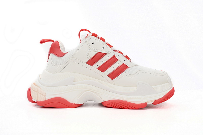 【CA0LJ】AD白红杠-5 巴黎1代复古老爹鞋  adidas x Balenciaga Triple S White Red Bar