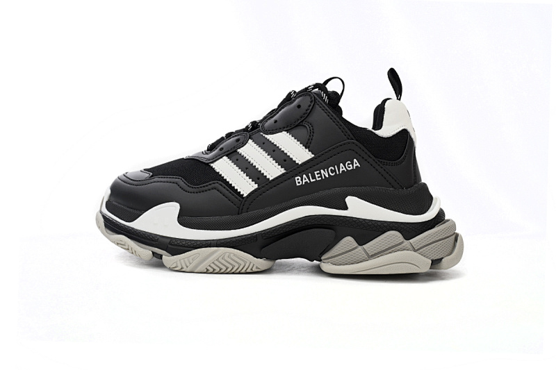 【CA0LJ】AD黑白杠-2 巴黎1代复古老爹鞋 712764 W2ZB2 1090 adidas x Balenciaga Triple S Black And White Bars