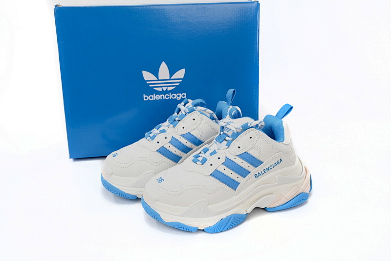 yupoo_372355_8c2b5fe9.jpg 【CA0LJ】AD白蓝杠-3 巴黎1代复古老爹鞋 712764 W2ZB3 9040 adidas x Balenciaga Triple S White And Blue Bars