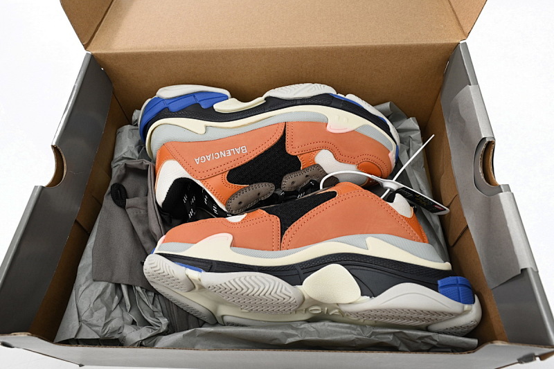 【CA0LJ】黑蓝橘-49 巴黎1代复古老爹鞋 524039 W09OE 7581 Balenciaga Triple Black Orange Blue