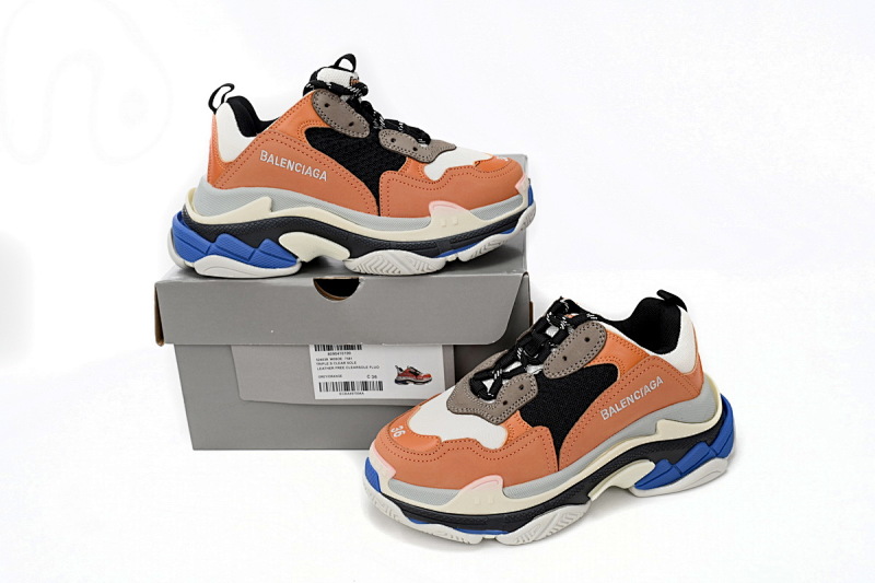 【CA0LJ】黑蓝橘-49 巴黎1代复古老爹鞋 524039 W09OE 7581 Balenciaga Triple Black Orange Blue