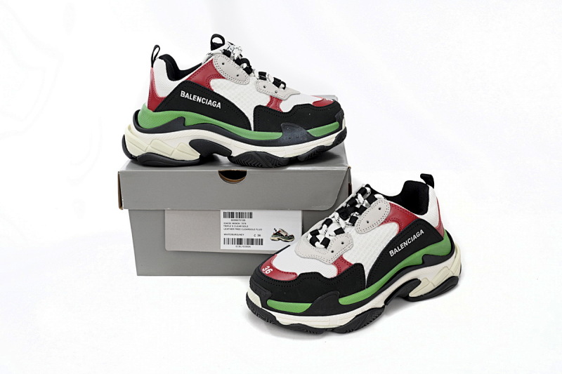 【CA0LJ】白红绿-35 巴黎1代复古老爹鞋 524039 W090H 7078 Balenciaga Triple White, red, and Green