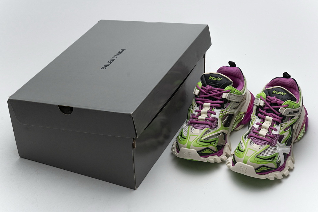 【EA0LL】水果绿 巴黎4代时尚跑鞋 568615 W2GN3 9199 Balenciaga Track 2 Sneaker White Green Pink