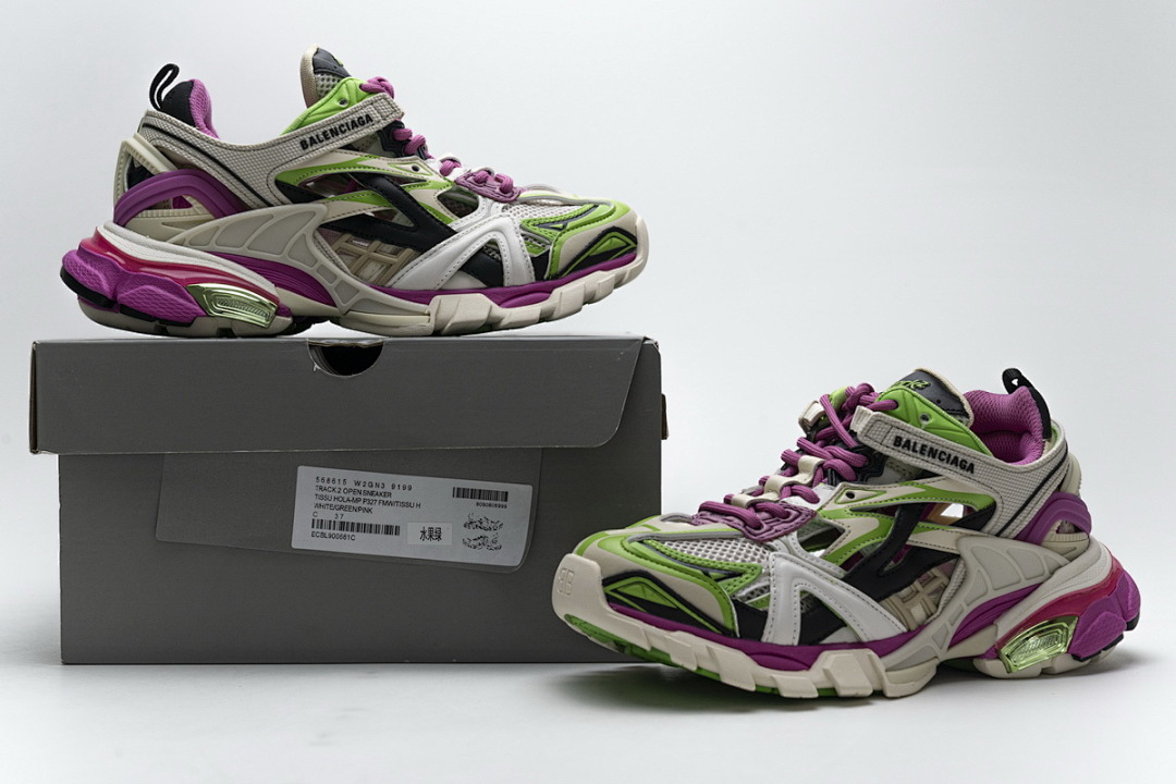 【EA0LL】水果绿 巴黎4代时尚跑鞋 568615 W2GN3 9199 Balenciaga Track 2 Sneaker White Green Pink