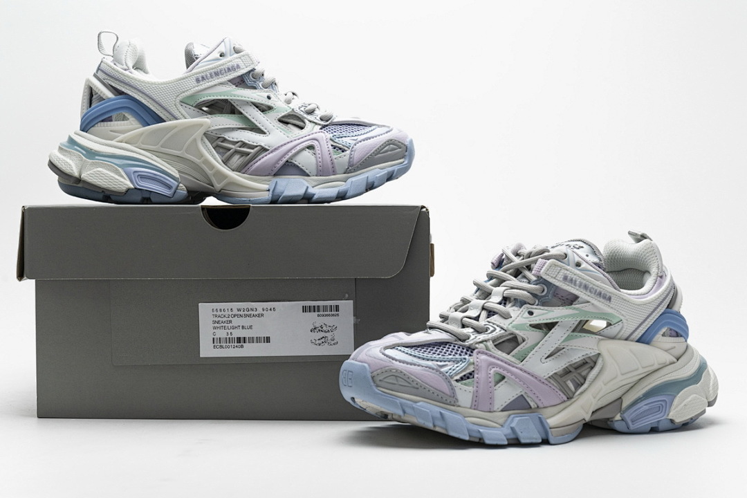 【EA0LL】冰粉兰 巴黎4代时尚跑鞋 568615 W2GN3 9045 Balenciaga Track 2 Sneaker White Light Blue
