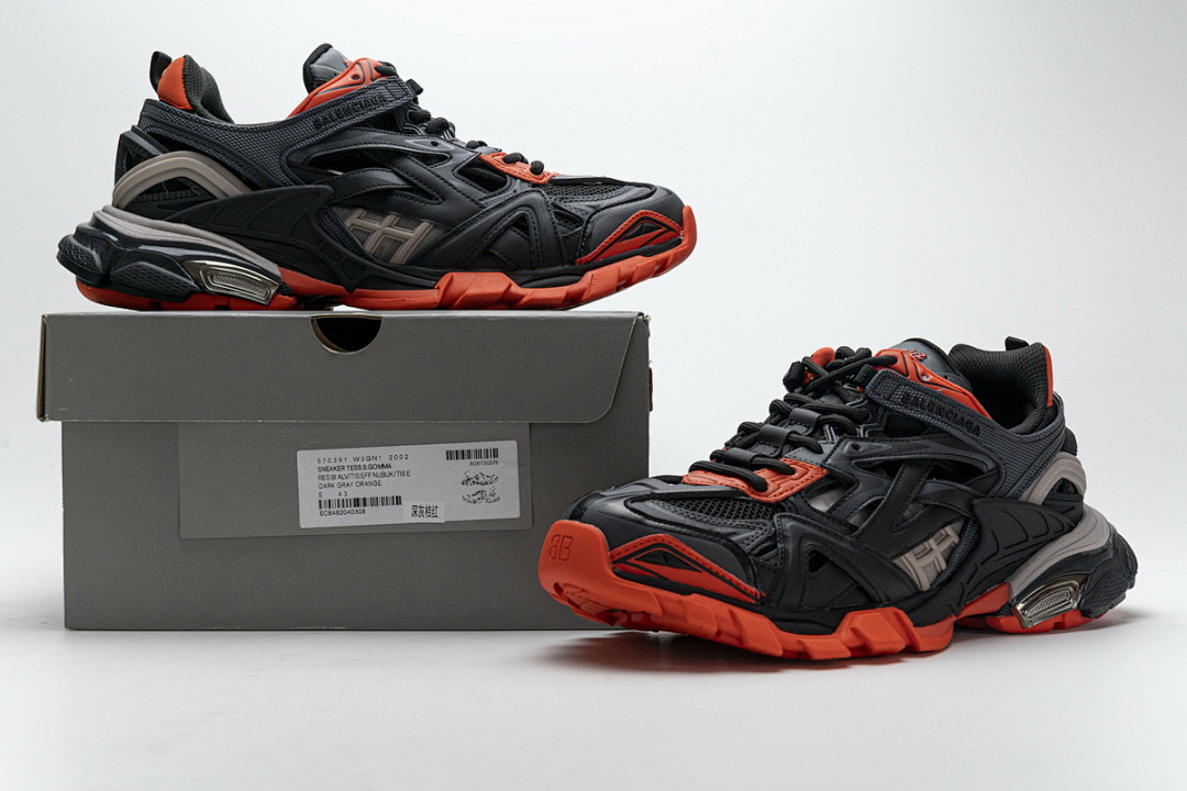【EA0LL】深灰桔红 巴黎4代时尚跑鞋 570391 W2GN1 2002 Balenciaga Track 2 Sneaker Dark Grey Orange