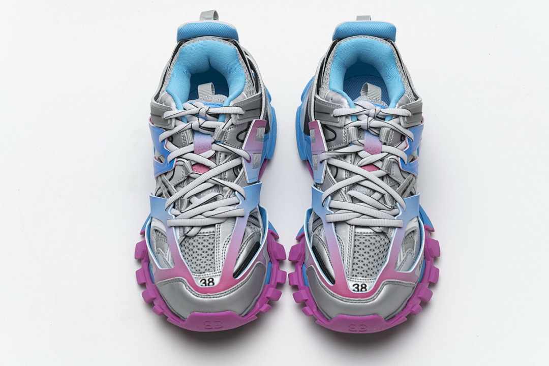 【DA0LJ】七彩无灯 巴黎3代时尚复古低帮跑鞋 542436 W1GC1 4051 Balenciaga Tess S.Blue Pink Silver