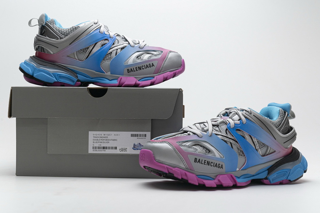 【DA0LJ】七彩无灯 巴黎3代时尚复古低帮跑鞋 542436 W1GC1 4051 Balenciaga Tess S.Blue Pink Silver