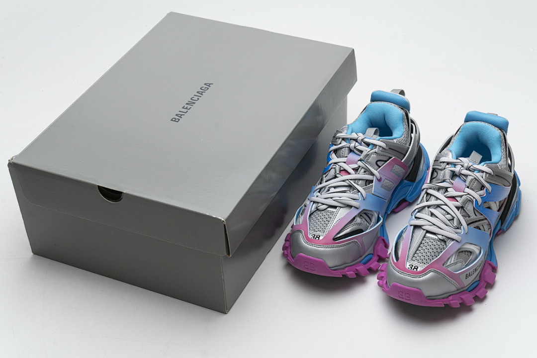 【DA0LJ】七彩无灯 巴黎3代时尚复古低帮跑鞋 542436 W1GC1 4051 Balenciaga Tess S.Blue Pink Silver