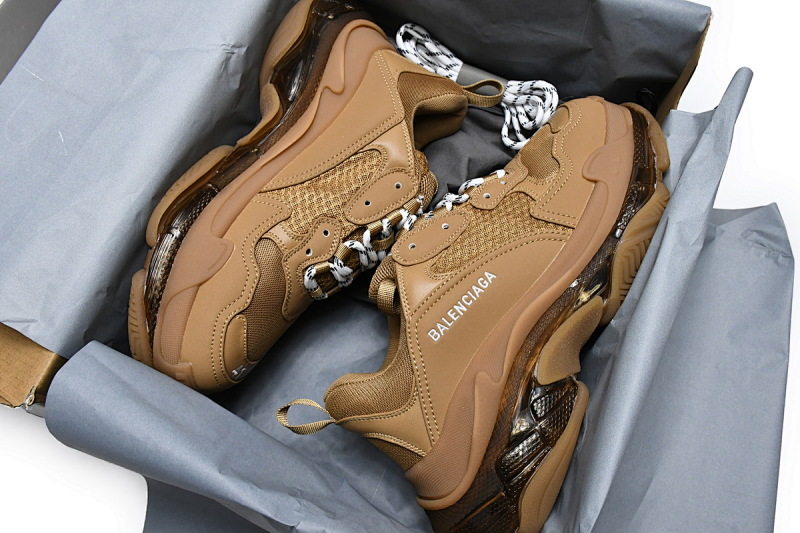 【DA0LJ】棕色气垫 巴黎世家水晶透明底气垫鞋 541624 W2GA1 2706 Balenciaga Triple S Brown