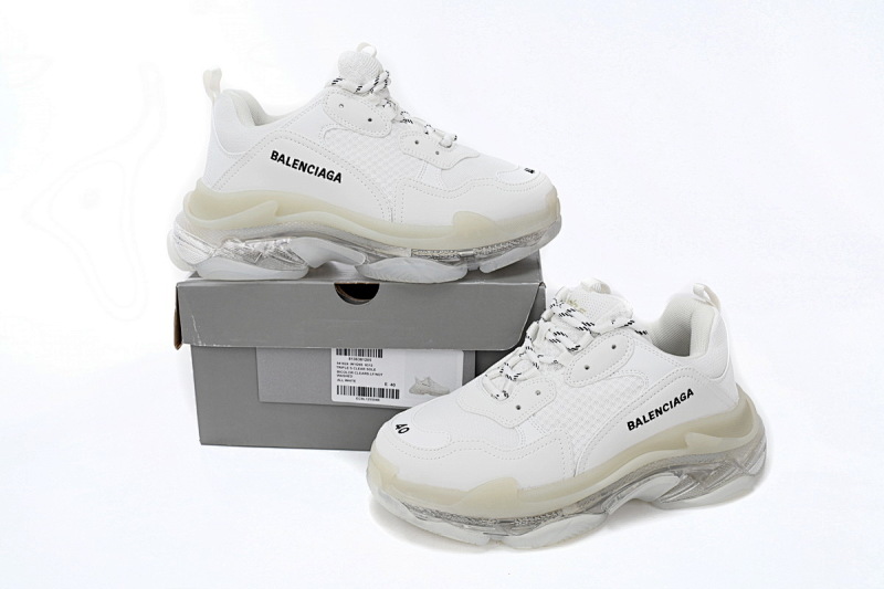 【DA0LJ】折边白-37 巴黎世家水晶透明底气垫鞋 541624 W1GN5 6312 Balenciaga Triple S White