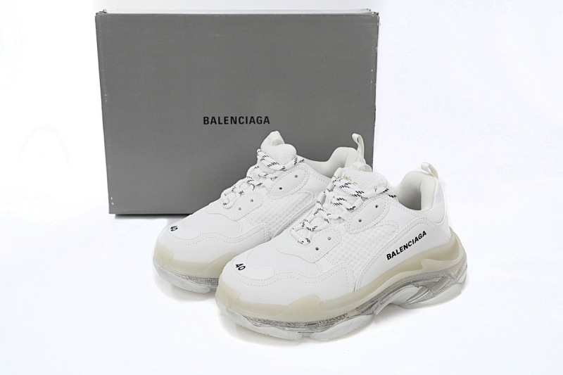 【DA0LJ】折边白-37 巴黎世家水晶透明底气垫鞋 541624 W1GN5 6312 Balenciaga Triple S White