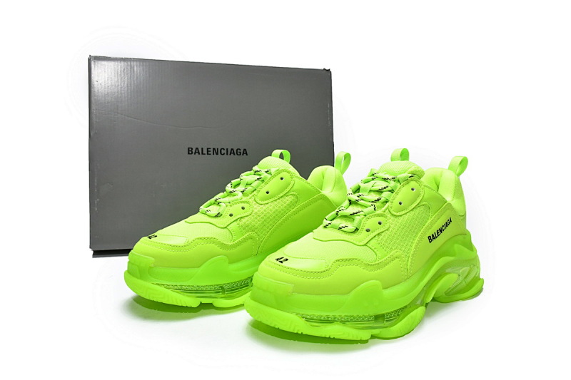 【DA0LJ】荧光黄气垫 巴黎世家水晶透明底气垫鞋 544351 WZFF1 7320 Balenciaga Triple S Fluorescein