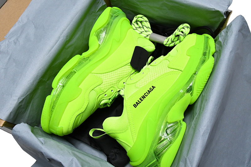 【DA0LJ】荧光黄气垫 巴黎世家水晶透明底气垫鞋 544351 WZFF1 7320 Balenciaga Triple S Fluorescein