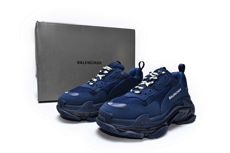 【DA0LJ】深蓝气垫 巴黎世家水晶透明底气垫鞋 541624 W091 4107 Balenciaga Triple S Dark Blue