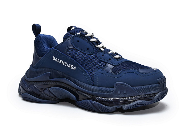 【DA0LJ】深蓝气垫 巴黎世家水晶透明底气垫鞋 541624 W091 4107 Balenciaga Triple S Dark Blue