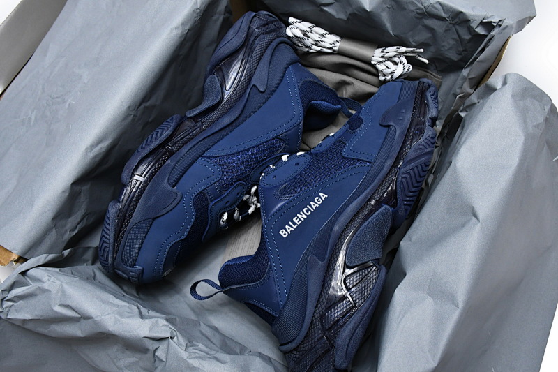 【DA0LJ】深蓝气垫 巴黎世家水晶透明底气垫鞋 541624 W091 4107 Balenciaga Triple S Dark Blue