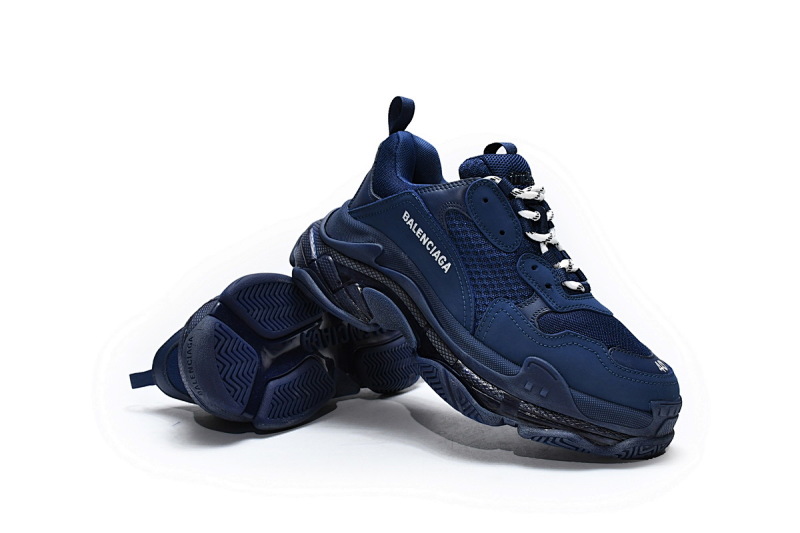 【DA0LJ】深蓝气垫 巴黎世家水晶透明底气垫鞋 541624 W091 4107 Balenciaga Triple S Dark Blue