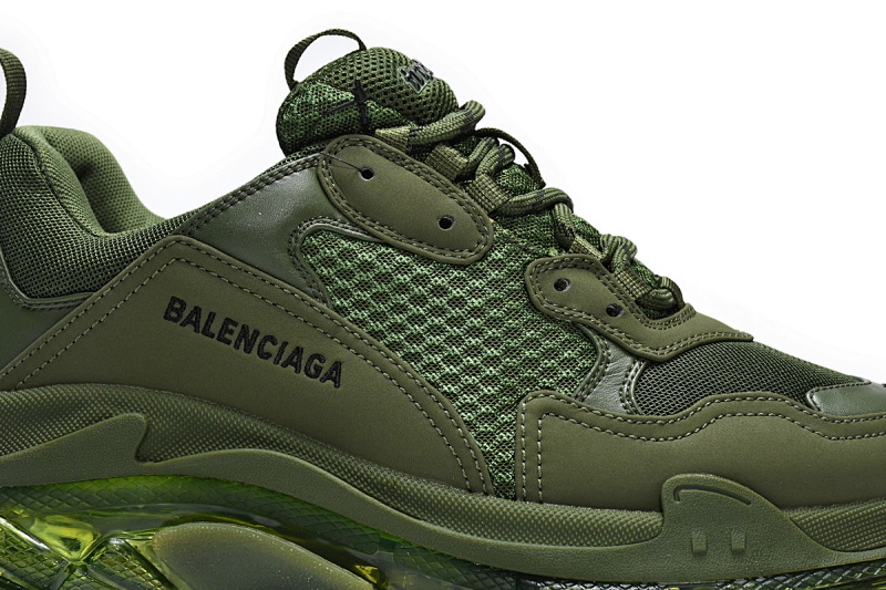 【DA0LJ】军绿气垫 巴黎世家水晶透明底气垫鞋 541624 W2GA1 2325 Balenciaga Triple S Pitch Green